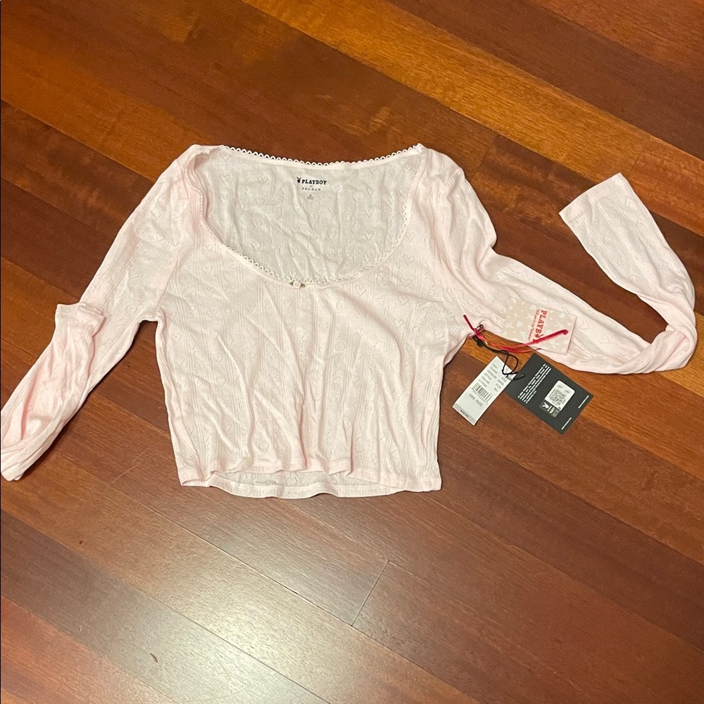PLAYBOY by PacSun Light Pink Women's Blouse